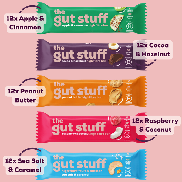 the gut stuff variety flavour high fibre bars