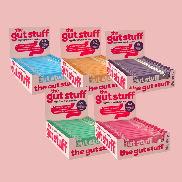 sea salt caramel high fibre bars peanut butter high fibre bars cocoa and hazelnut high fibre bars apple and cinnamon high fibre bars raspberry and coconut high fibre bars