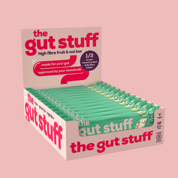 the gut stuff high fibre snack bars apple and cinnamon 12 bar box