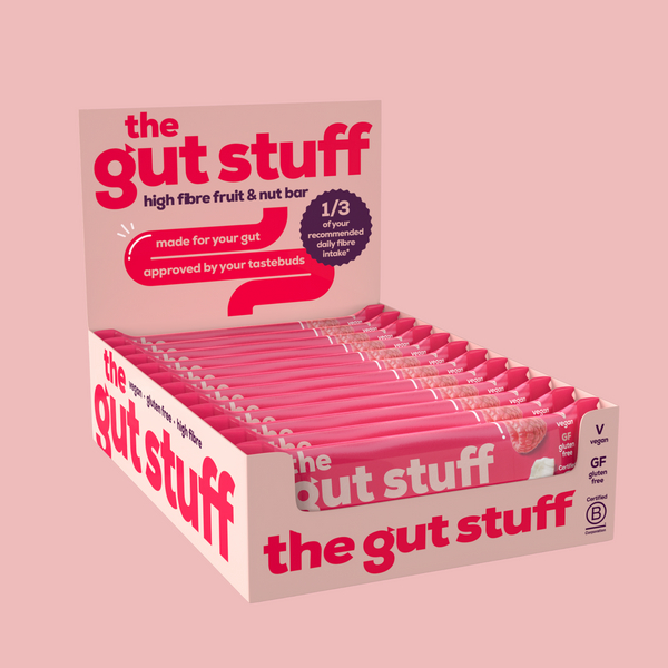 the gut stuff high fibre bars raspberry and coconut 12 bar box