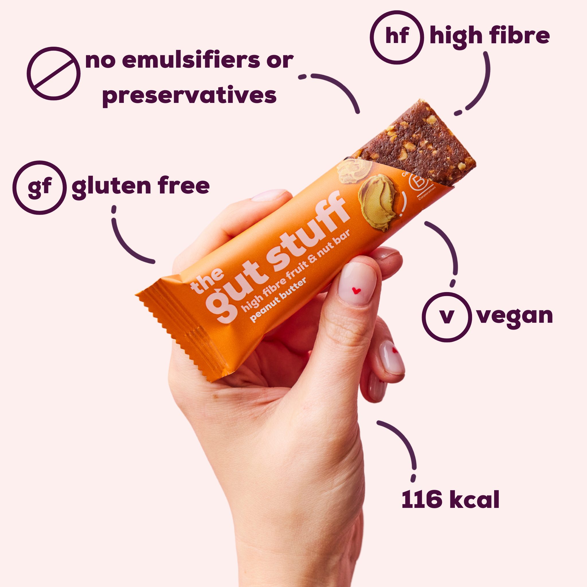 high fibre bars peanut butter 12 bar box – The Gut Stuff